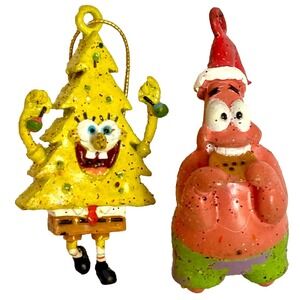 Vtg 2004 Viacom SpongeBob SquarePants & Patrick Star Christmas Tree Ornaments